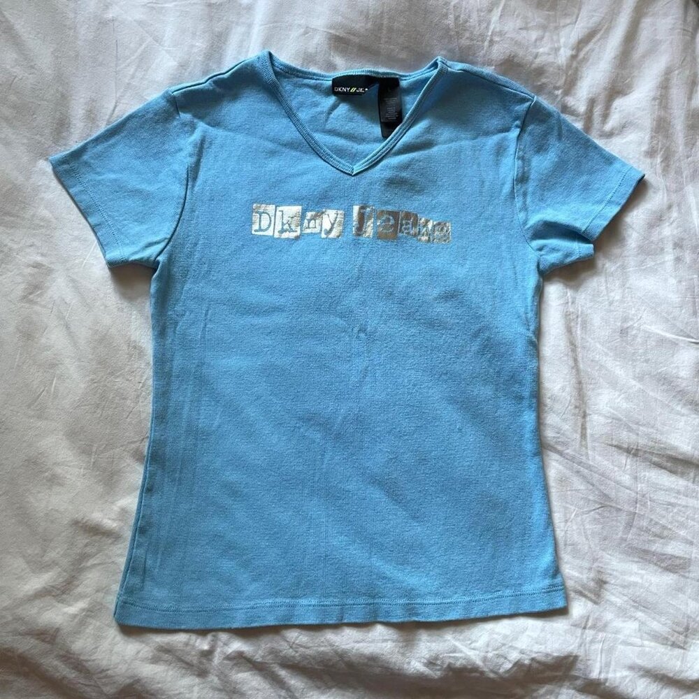 Y2K DKNY Blue Tee - Picture 2 of 8